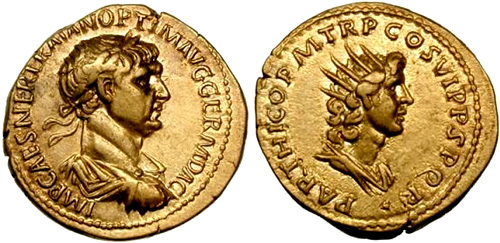 Roman coin - Trajanus - Gold Aureus